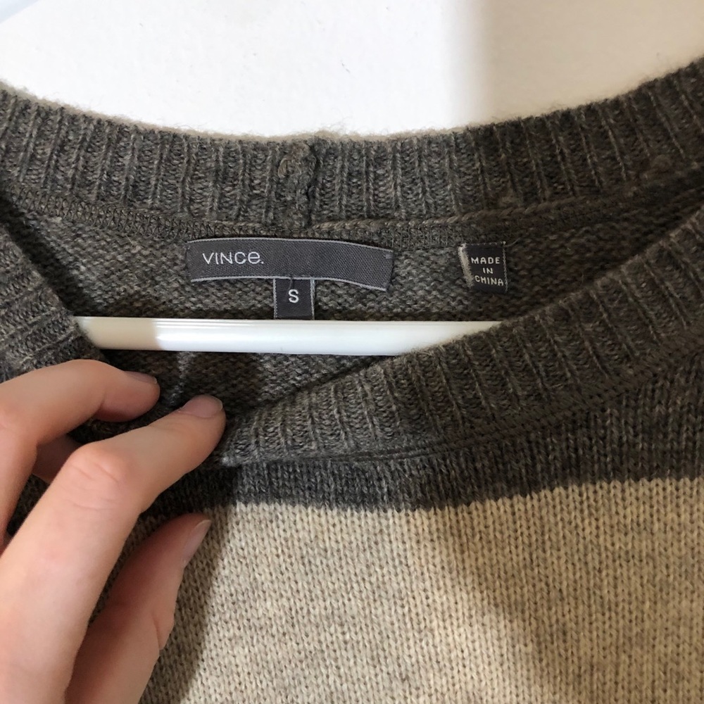 VINCE Yak & Wool Striped Winter Sweater Nude Color - Picture 3 of 4